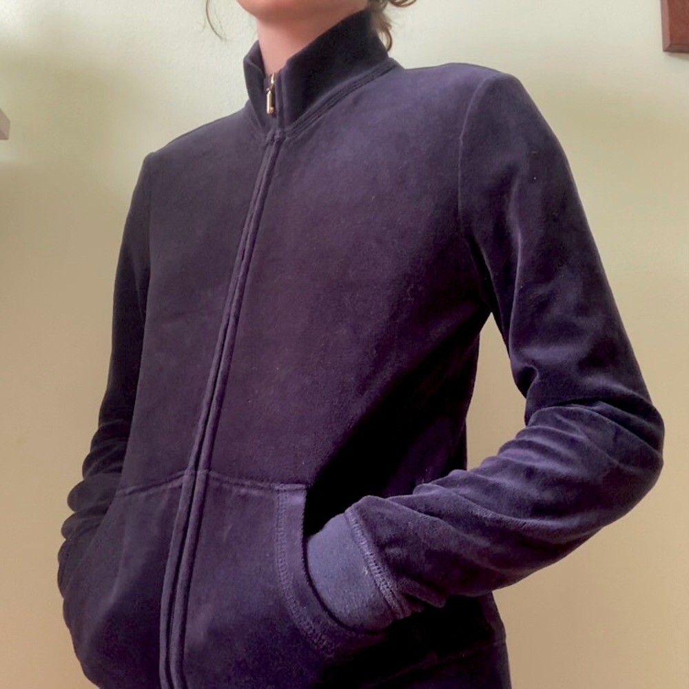 Navy blue Velvet Juicy Couture track jacket sz S